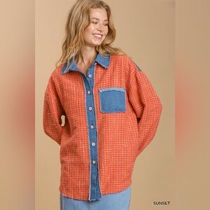 Umgee Denim Detail Button Down Top